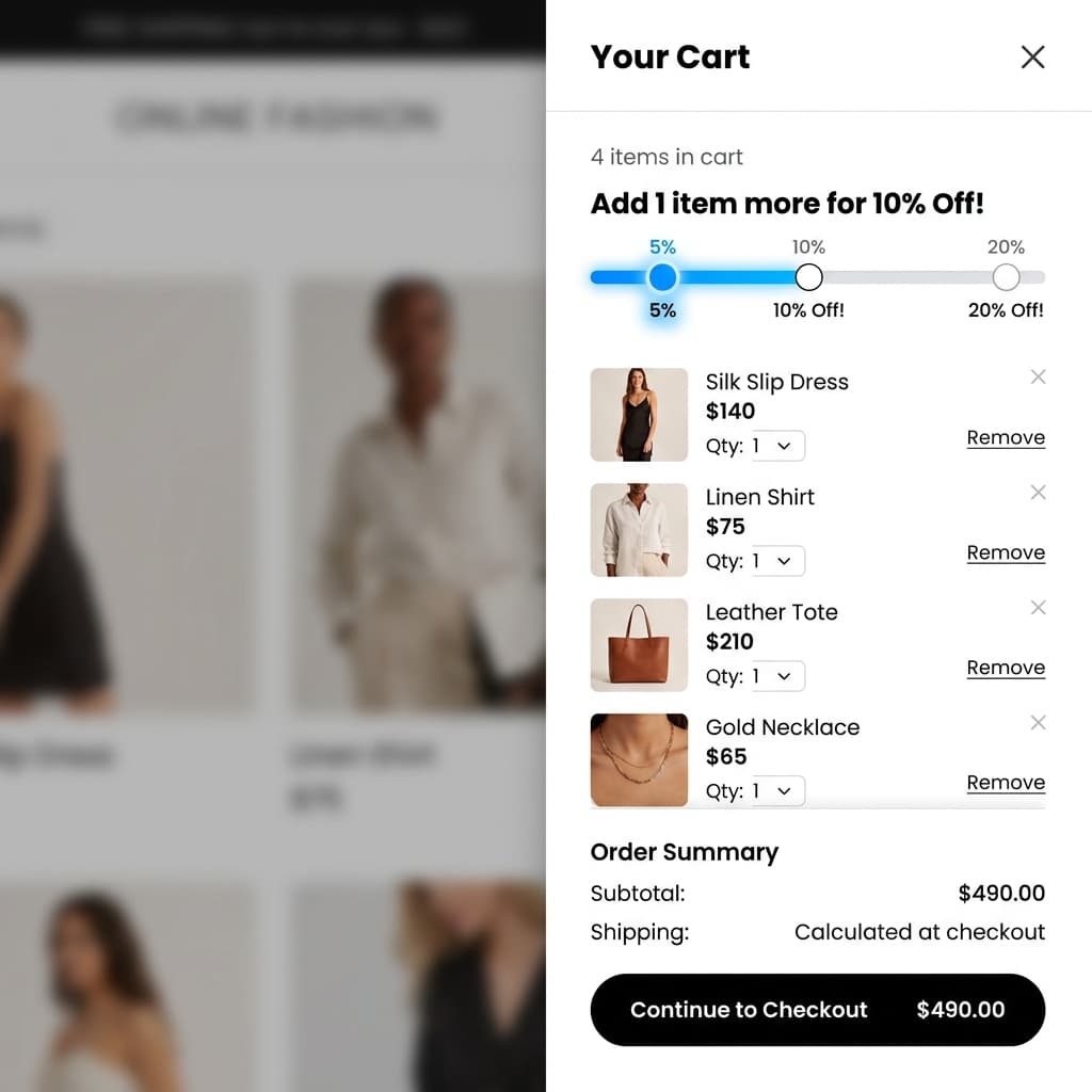 Discount progress cart preview